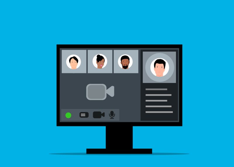 illustration of computer screen with online discussion participants