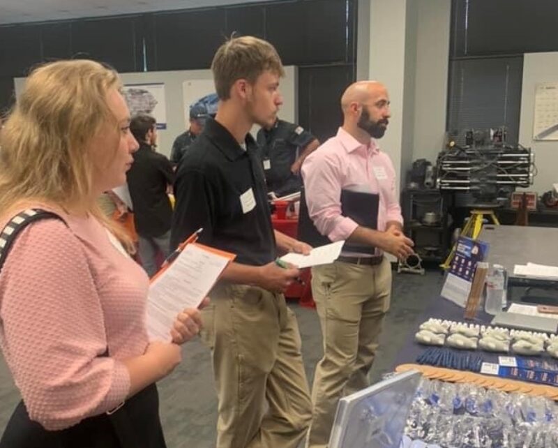 Students at aviation career fair