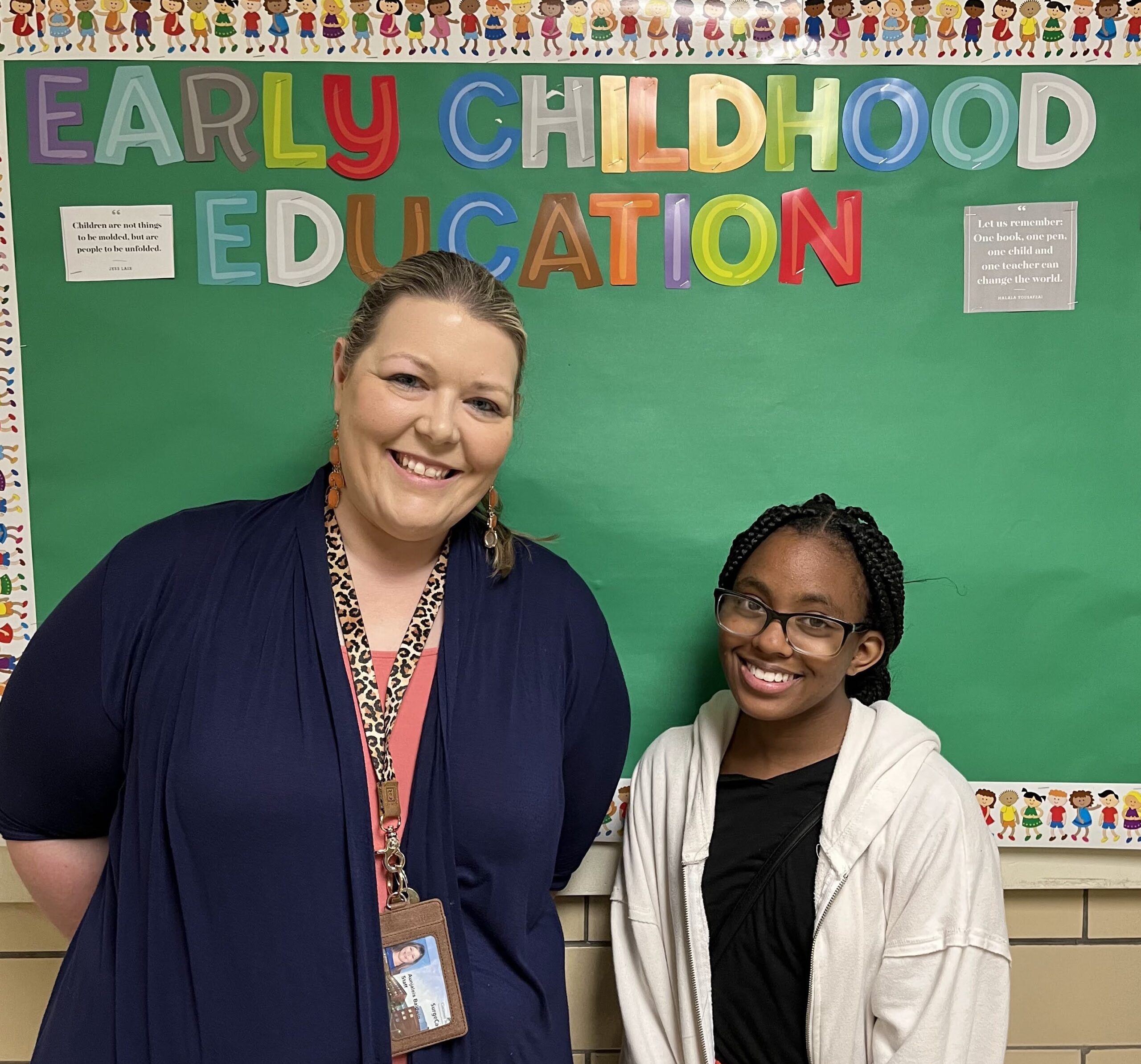 Aunjaleis Bishop-Baldwin and Upward Bound student Shianne