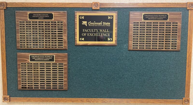 Faculty Wall of Excellence plaques