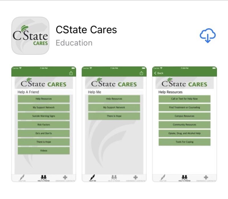 CState Cares app screens