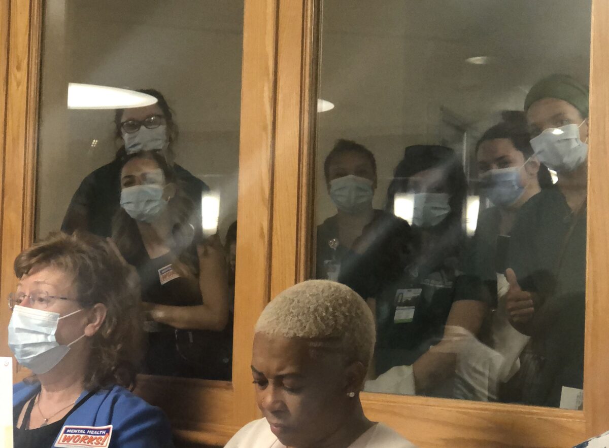 Nursing students at the County Commission meeting