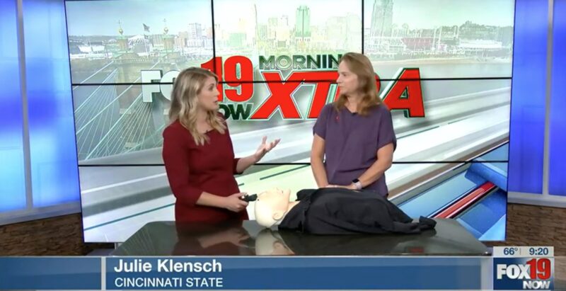 Lauren Minor, WXIX TV, and Julie Klensch, Cincinnati State Respiratory Therapy