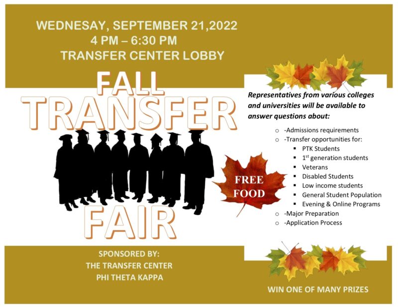 flyer describing Fall Transfer Fair