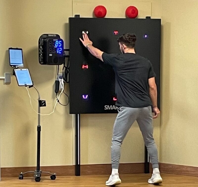 Exercise Science student using cognitive fitness equipment