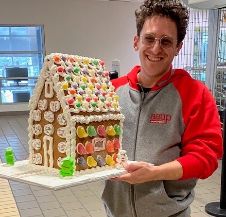 Daniel Zimmer and his gingerbread house