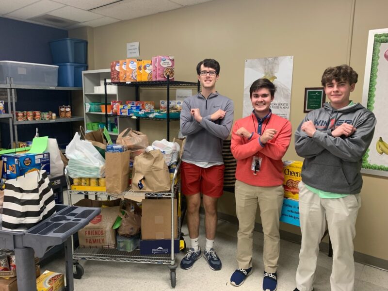 Sal, Andrew, and Joe from St. Xavier HS delivered donations to the Surge Cupboard Food Pantry