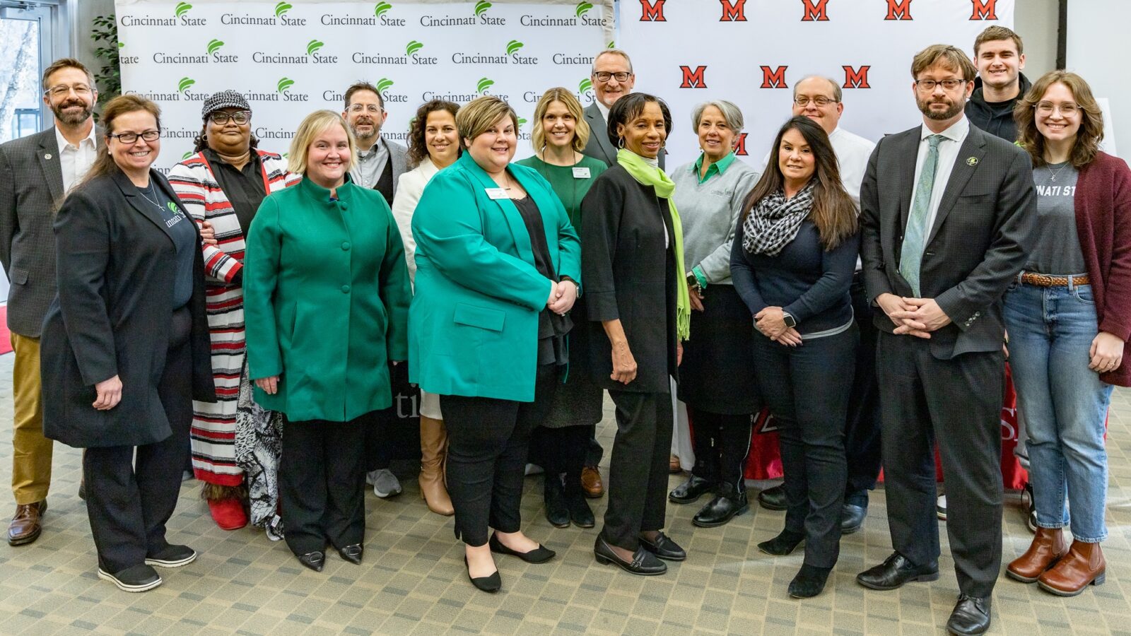 Cincinnati State representatives at news conference to announce partnership with Miami U