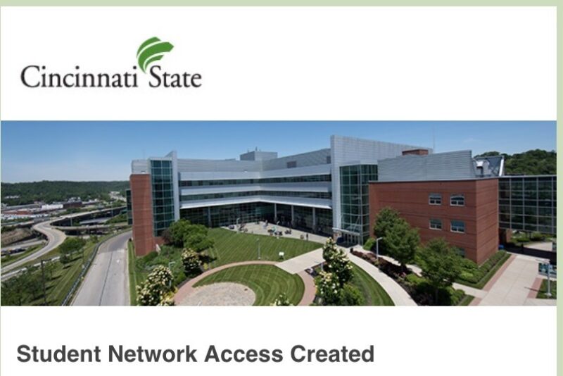 Photo of the top of email message to new students about network access