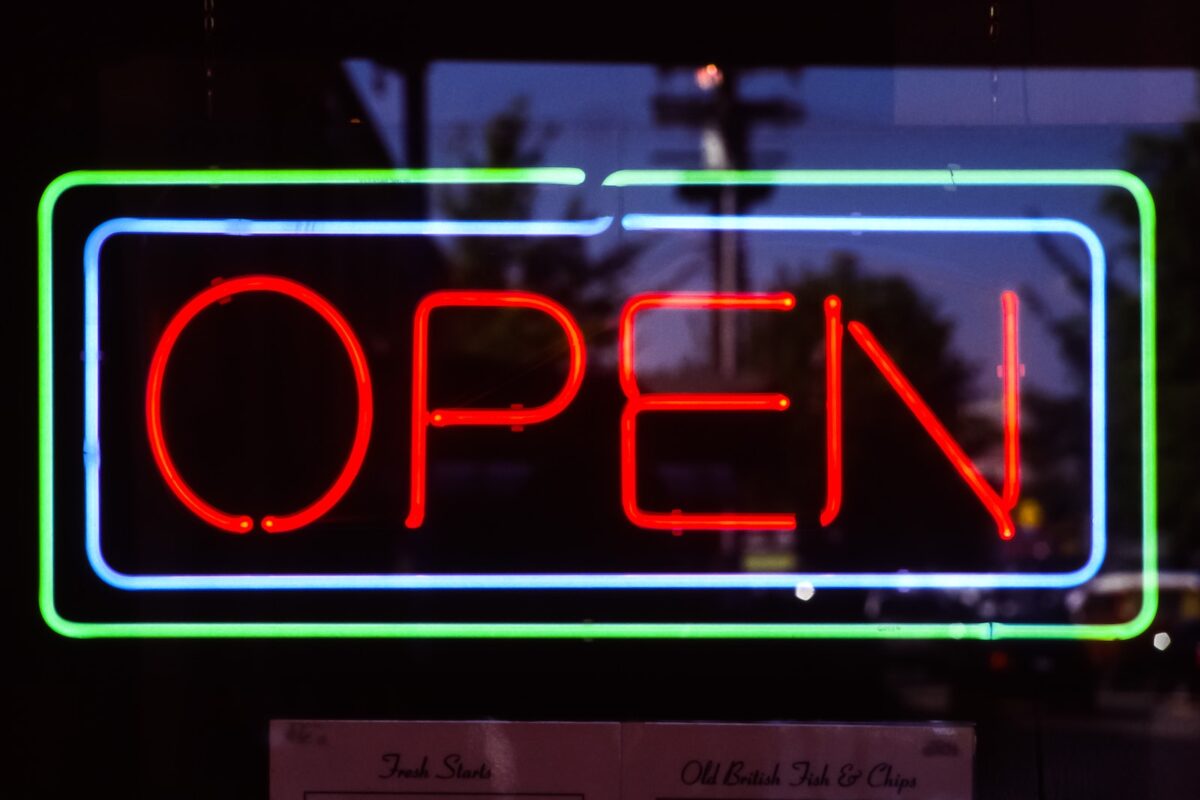"Open" neon sign