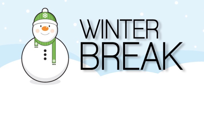 snowman and "winter break" text