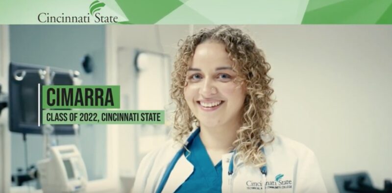 Screenshot from Cincinnati State TV commercial