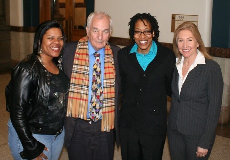 Richard Weiland with recipients of the Rev. Fred Shuttlesworth scholarship and Cincinnati City Council member Laure Quinlivan