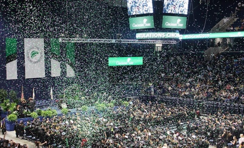 Confetti falling at the end of Cincinnati State Commencement 2019