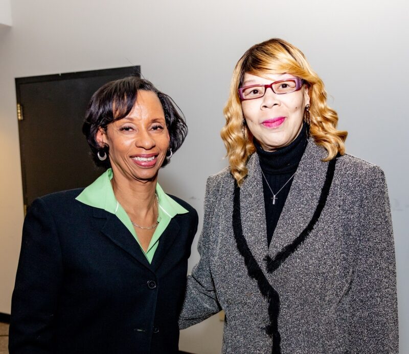 Cincinnati State President Monica Posey and 40-year employee Debbie Greenlee