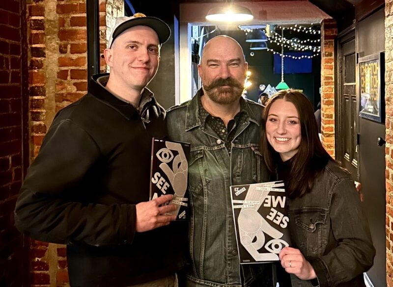 Blake Lipper, Professor Joel Knueven and Ema Hinton at 2023 Cincinnati ADDY awards