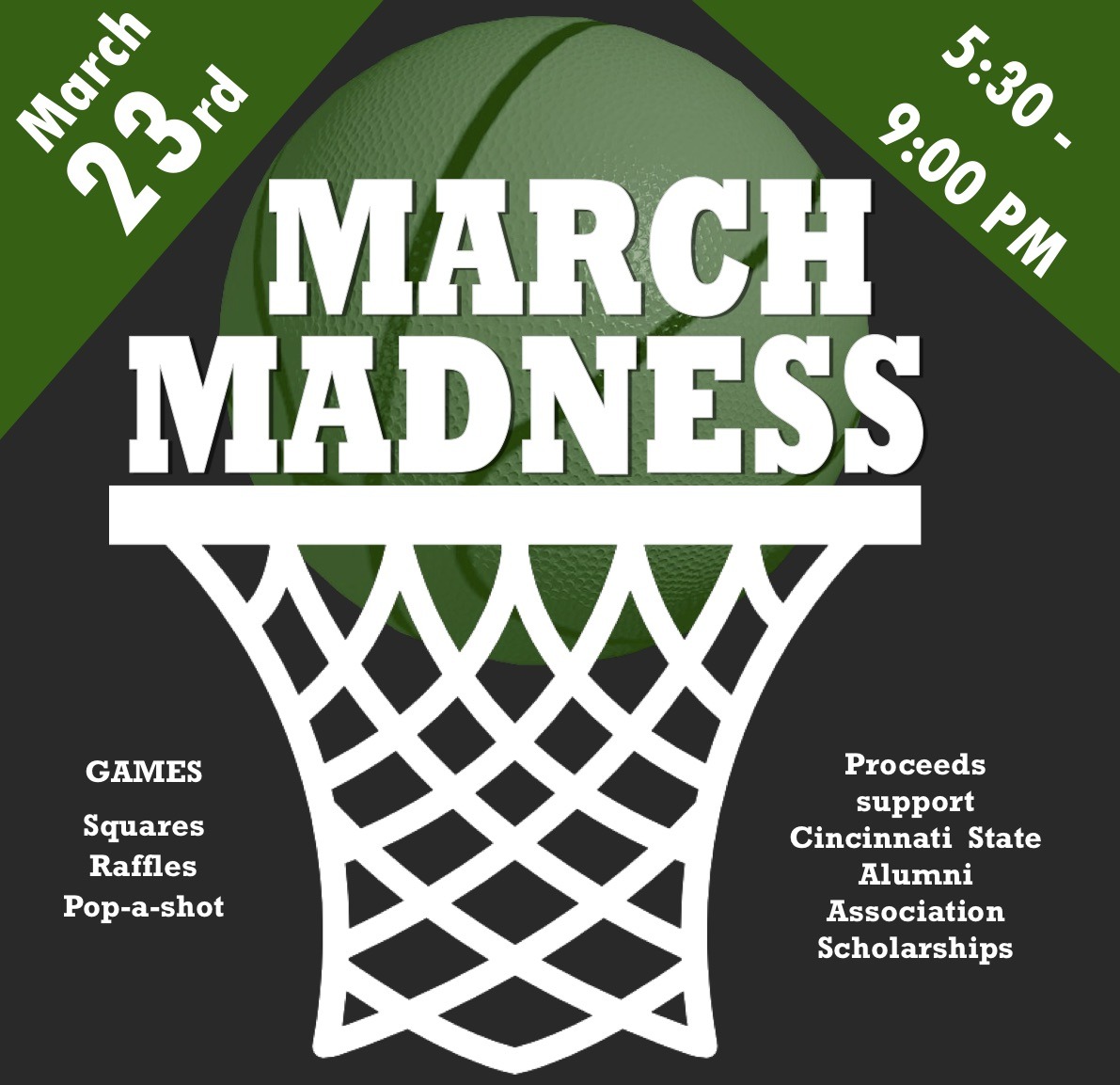 Alumni Association March Madness party flyer