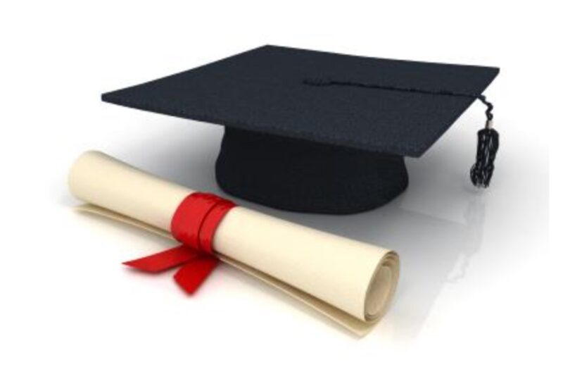 Mortarboard cap and scroll