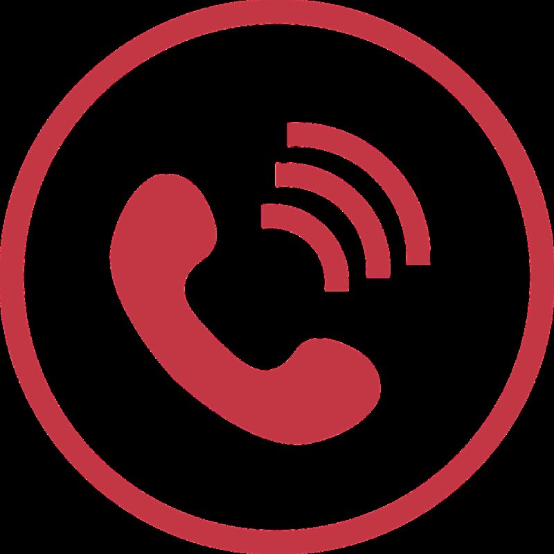 red circle with red phone handset in the center