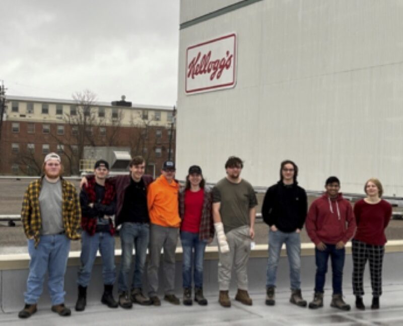 Students in WDC program outside the Kellogg's plant
