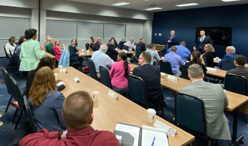 President Monica Posey describes Cincinnati State workforce development at a meeting hosted by Congressman Greg Landsman
