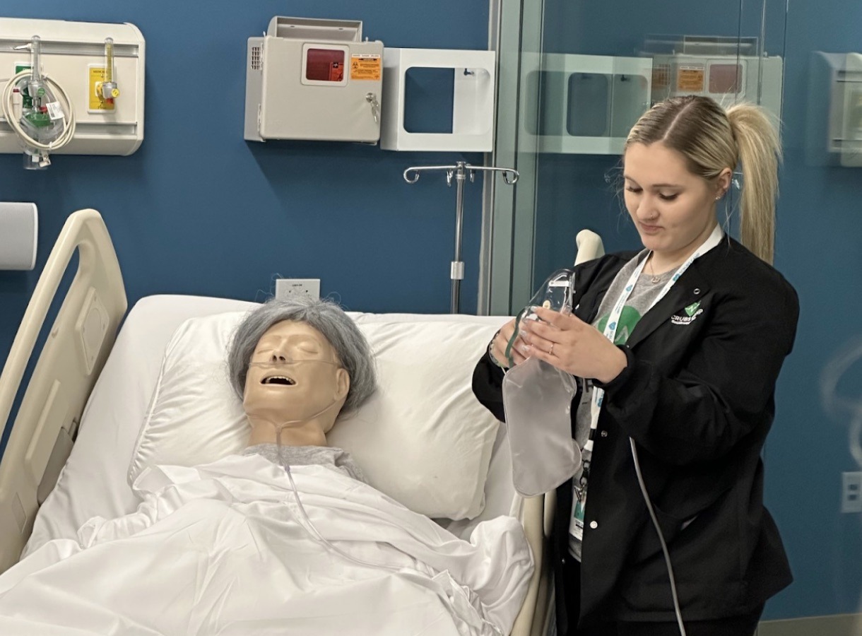 Student in Health Simulation Lab