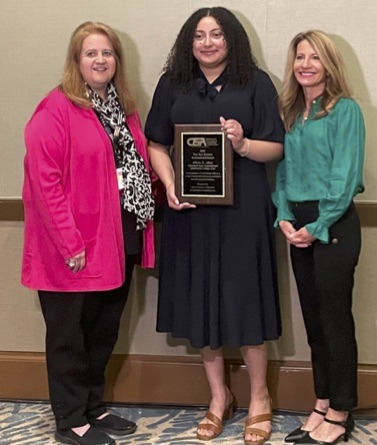 Career Center Director Kelly Harper, CEIA Student Achievement Award winner Olivia Allen, and Co-op Coordinator Jayne Dressing