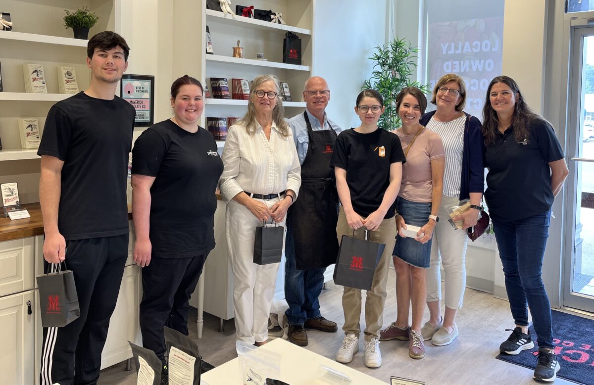 Mason Brummer, Julia Grandert, Sandra Hamilton, Maverick Chocolate owner Paul Picton, Anne-Marie Woolhiser, Peg Julia, Carrie Maloney, and Chef Betsy LaSorella