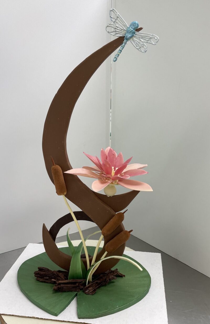 Chocolate centerpiece created by CState Pastry student