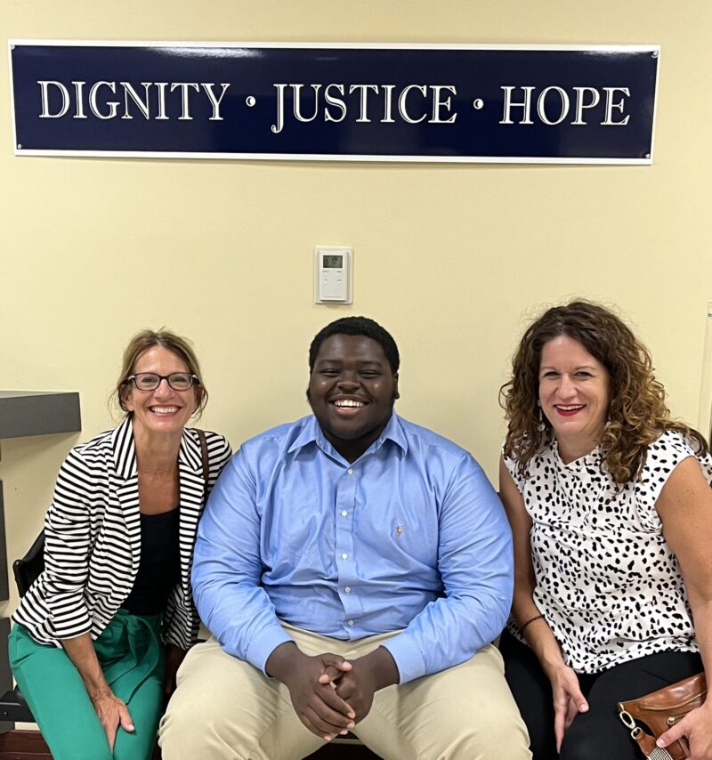 Co-op Coordinator Jayne Martin Dressing, student Cameron Johnson, and Co-op Coordinator Eimee Donbar