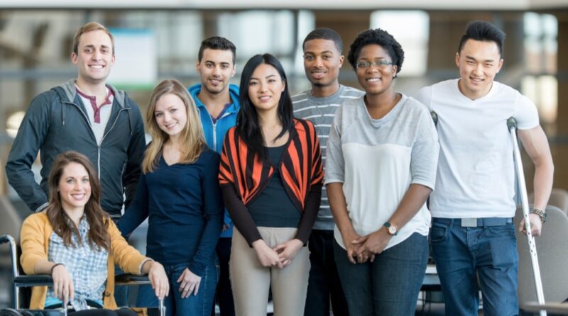 Photo of multi-racial group of students with disabilities