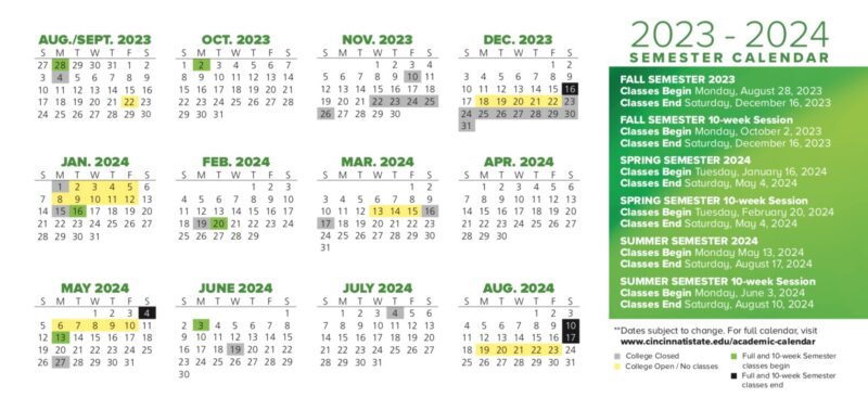 Cincinnati State Pocket Calendar 2023-24