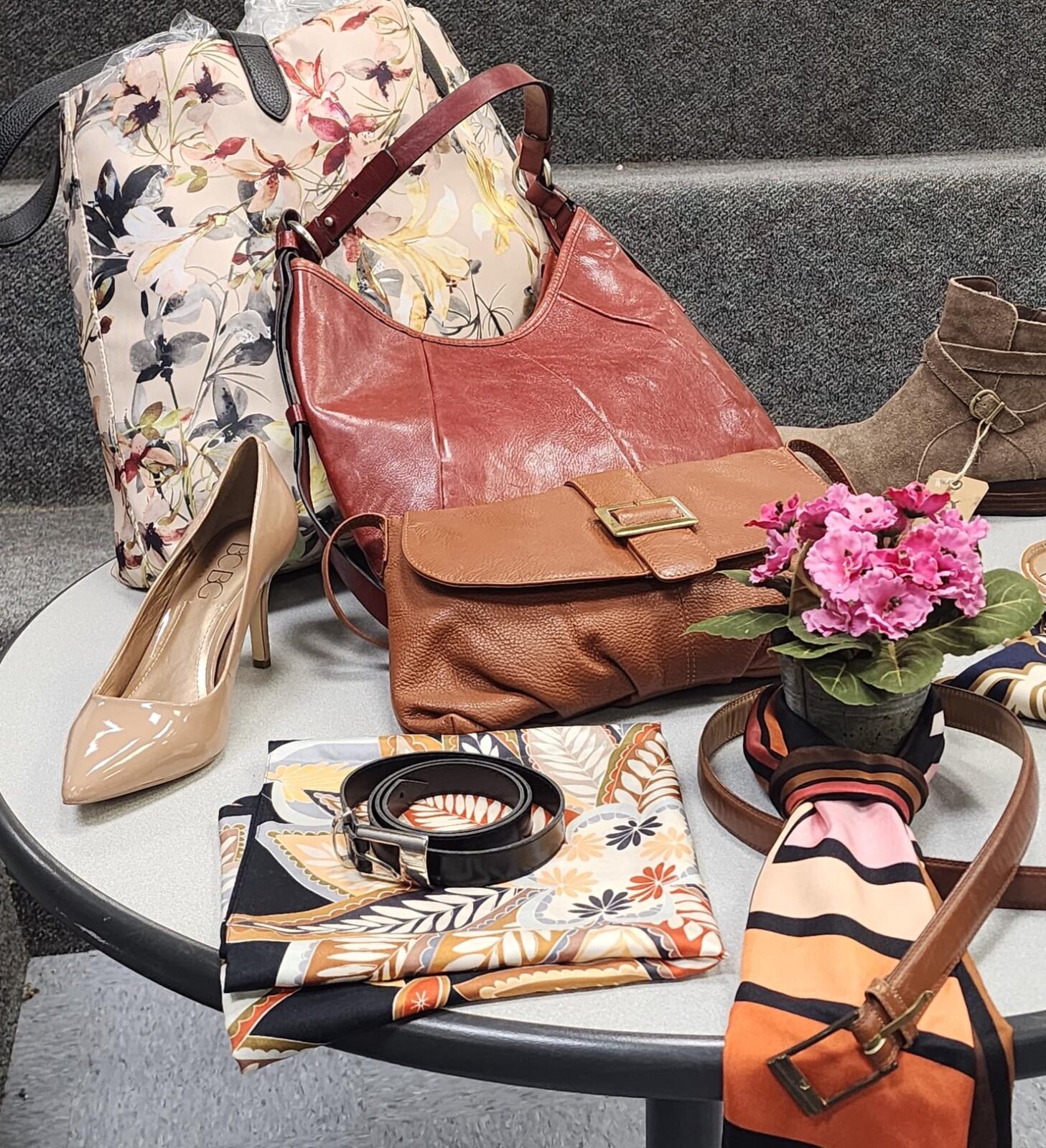 Women's purses, shoes, and accessories at the Career Closet