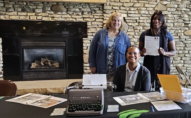 Marybeth Barnes, Professor Daniel Anderson, and Anissa Bradley at Constitution Day table