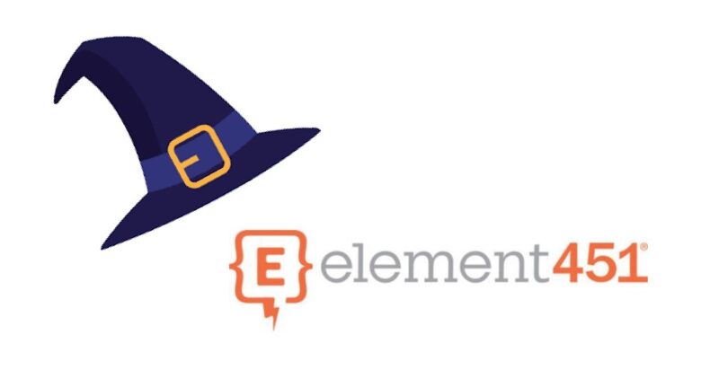 Logo for Element 451 with a witch's hat above the logo