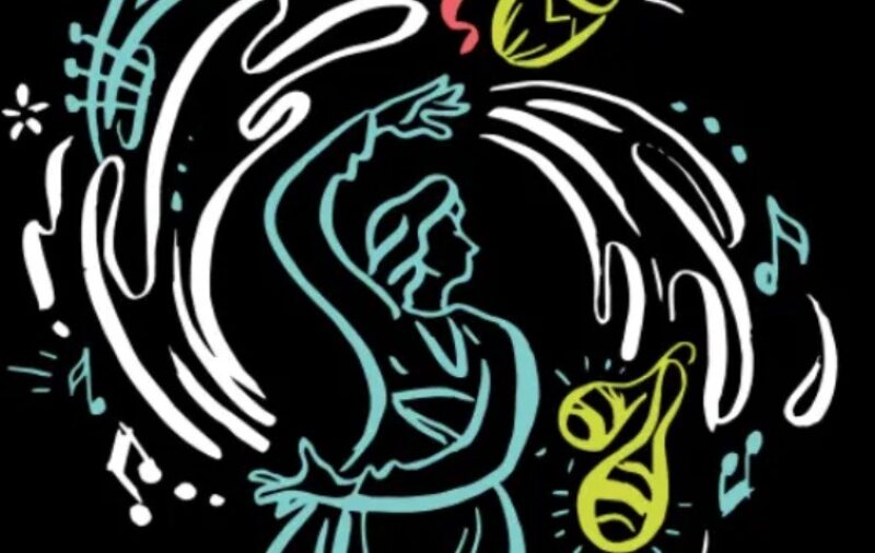 abstract illustration of woman salsa dancing