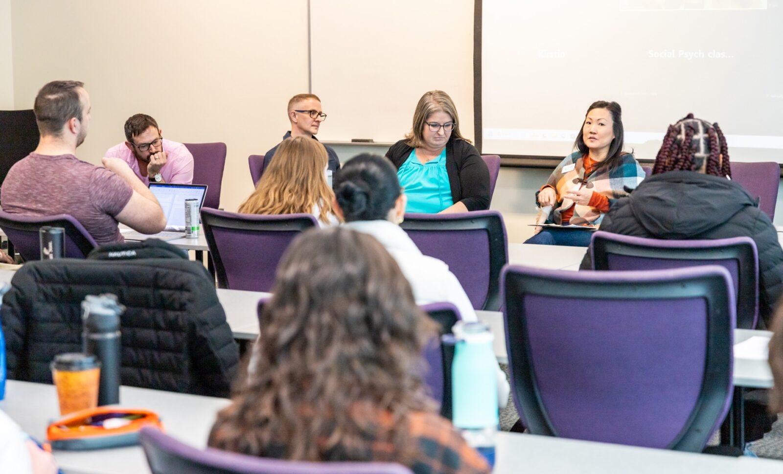 Alumni panel members described their education and career paths to students in HUM 296 Special Projects course