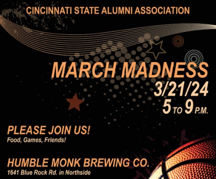 Portion of poster for Alumni Association March Madness event