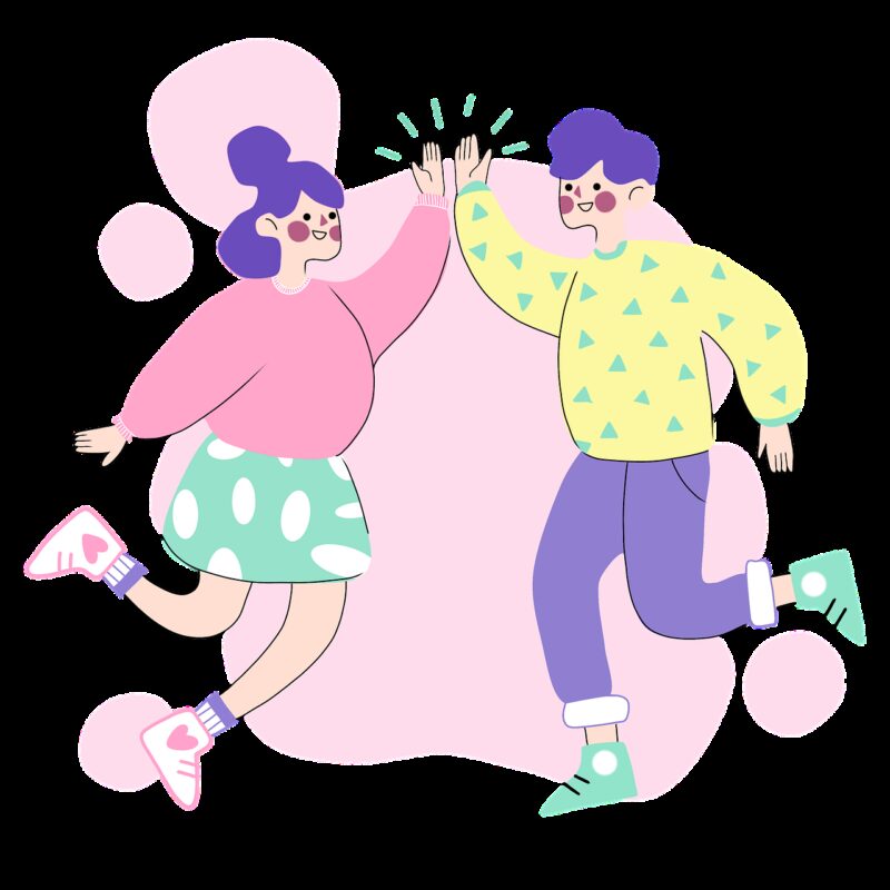 cartoon of a couple giving a high five