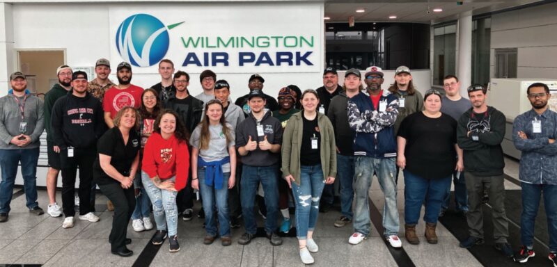 Aviation Maintenance Technology students visiting Airborne Maintenance and Engineering Services facility