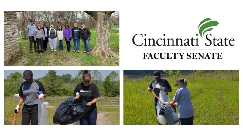 Photos of Cincinnati State volunteers at Winton Woods clean-up event