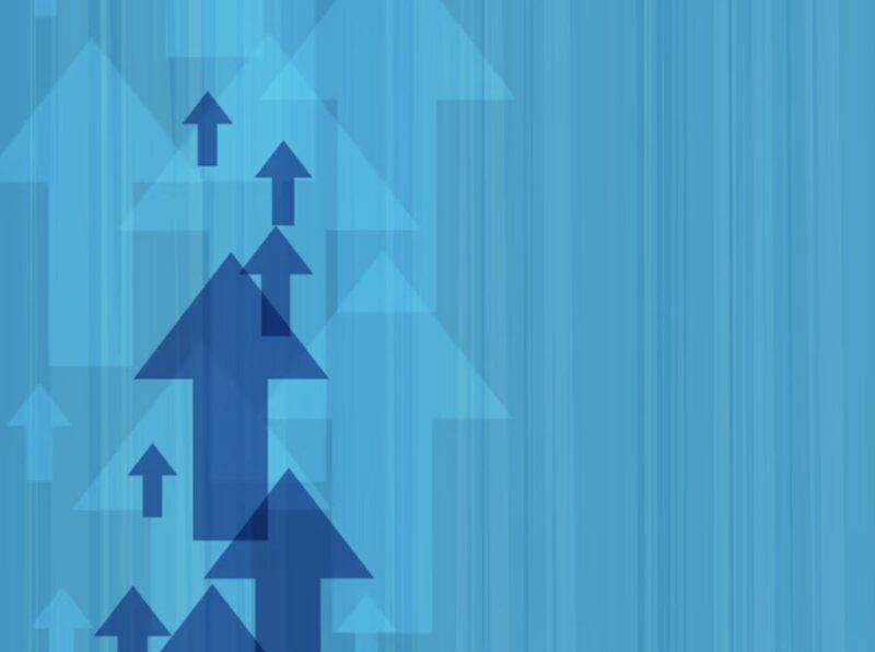series of blue arrows pointing up