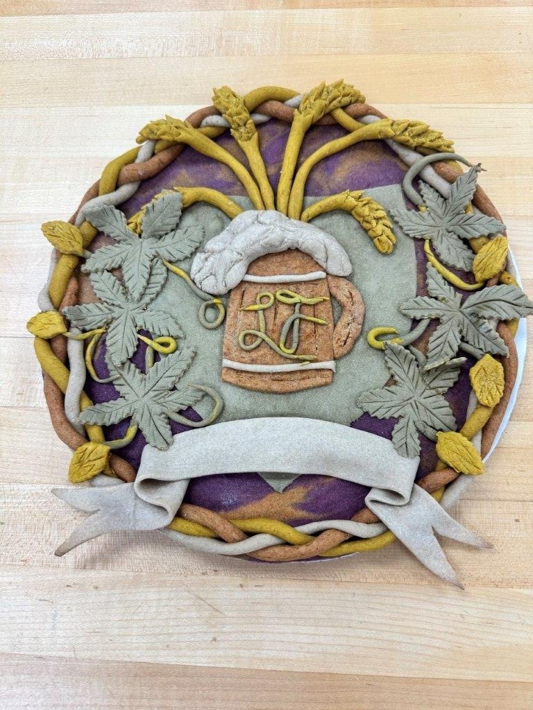"Dead dough" sculpture - mug of beer surrounded by leaves and vines