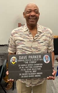 Jimmy Parker with plaque honoring Dave Parker