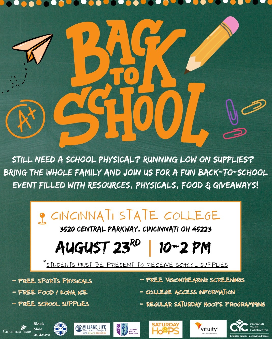 CYC Back to School event poster - 8-23-25