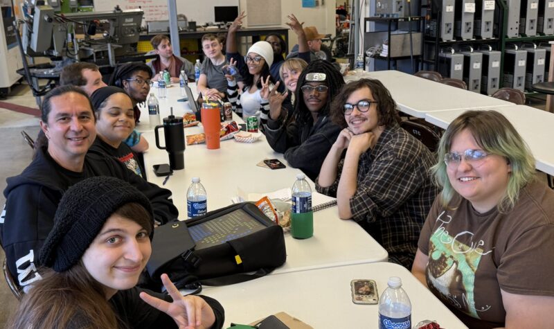 Faculty member David Hoctor and students at the EIT Chill & Grill