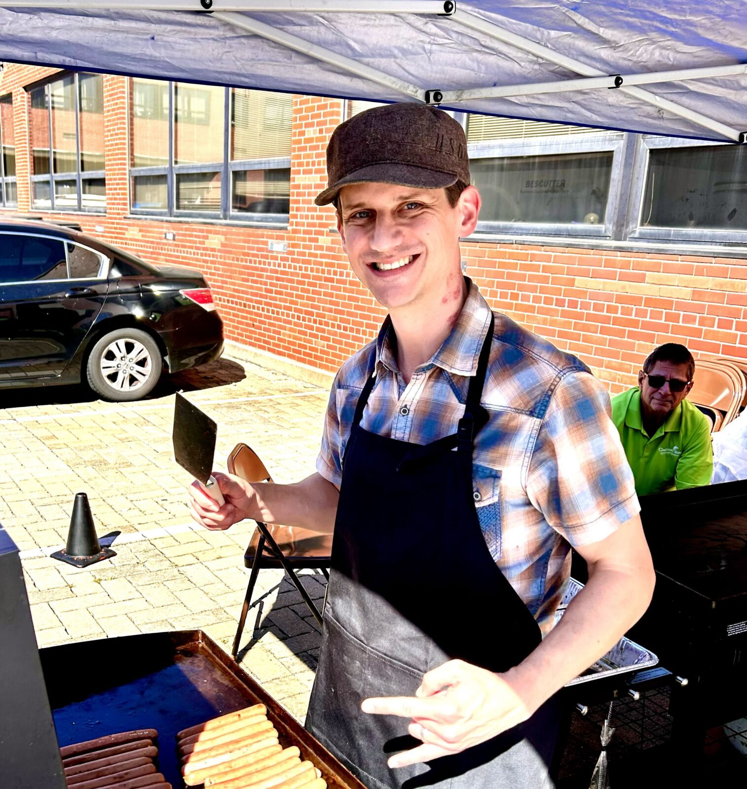 Oliver Meinerding prepared food for the crowd
