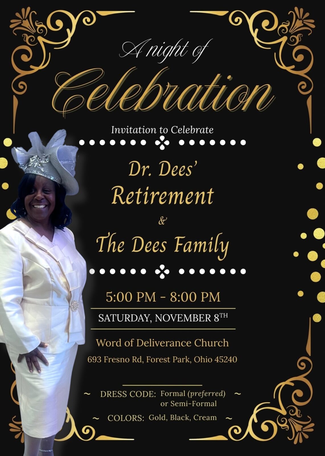 Dr. Dees retirement celebration flyer - 11-8-25