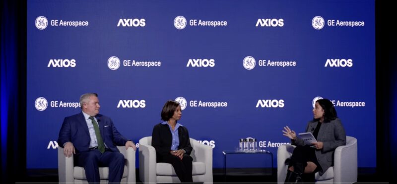 Chancellor Mike Duffey (Ohio Department of Higher Education), President Monica Posey, and Axios reporter Erica Pandey at Axios Live event on Oct. 14, 2025