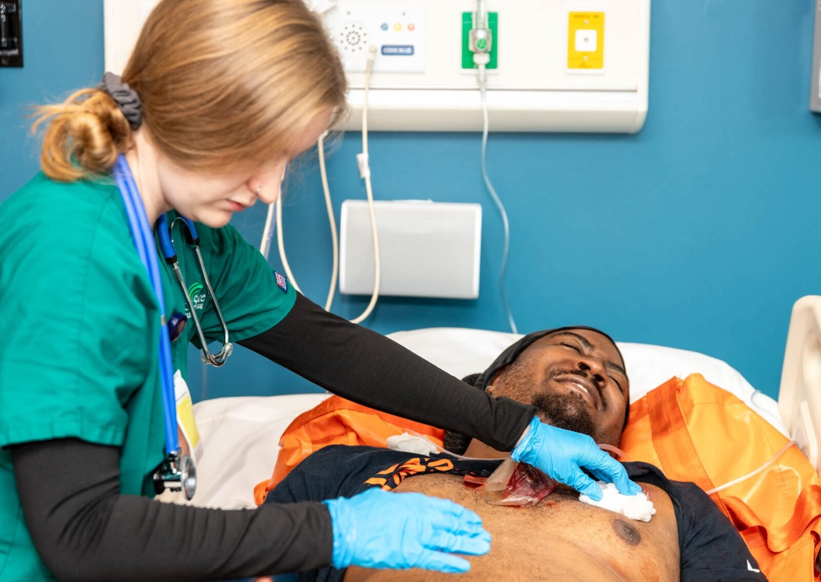 Simulated "victim" gets treatment during Disaster Day